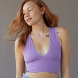 Urban Outfitters Out From Under Lavender Purple Deep Plunge V-Neck Ribbed Tank